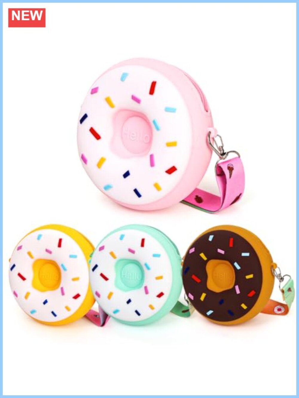 Silicone Donut Crossbody Purse Set Adjustable Strap Mini Bag